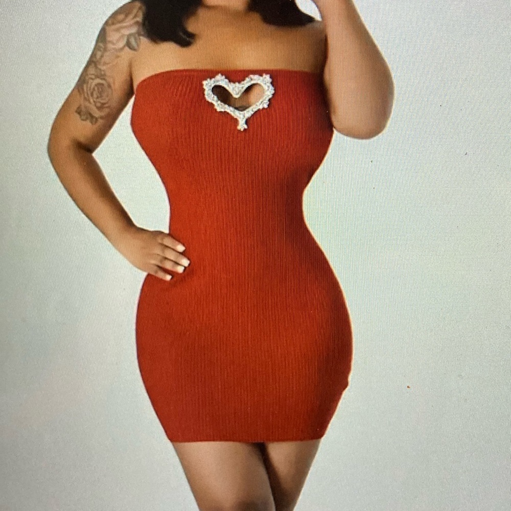 rhinestone heart bodycon tube dress New